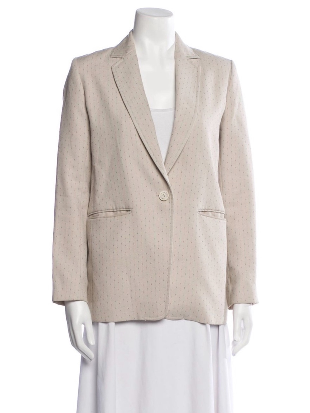 Sandro Beige Single-Button Notch Lapel Blazer